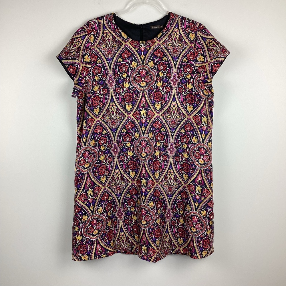J. McLaughlin Estate Garden Floral Paisley Silk Swing Dress | XL (14)